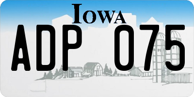 IA license plate ADP075