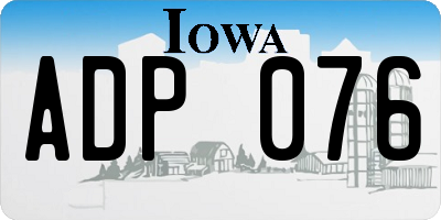 IA license plate ADP076