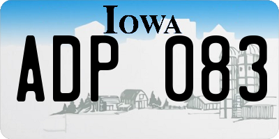 IA license plate ADP083