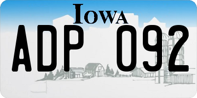 IA license plate ADP092