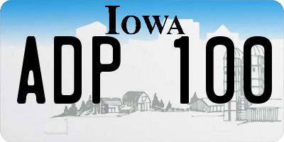 IA license plate ADP100
