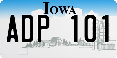 IA license plate ADP101