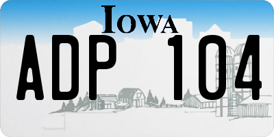 IA license plate ADP104
