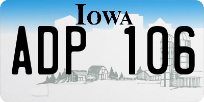 IA license plate ADP106