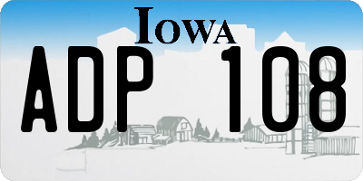 IA license plate ADP108