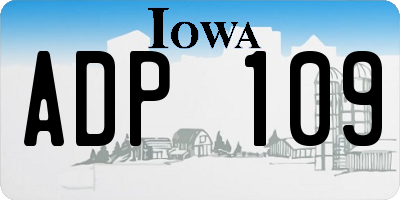 IA license plate ADP109