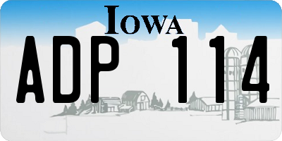 IA license plate ADP114
