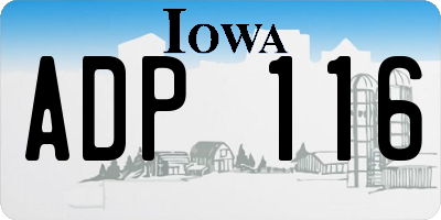 IA license plate ADP116