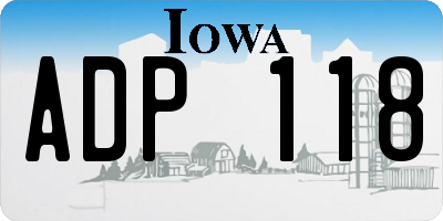 IA license plate ADP118