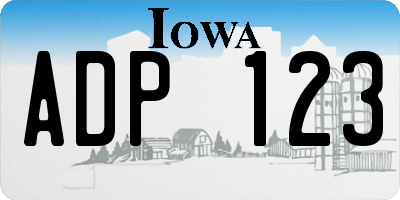IA license plate ADP123