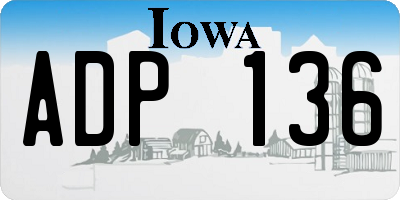 IA license plate ADP136