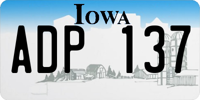 IA license plate ADP137