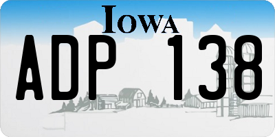 IA license plate ADP138