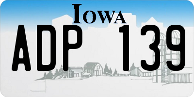 IA license plate ADP139