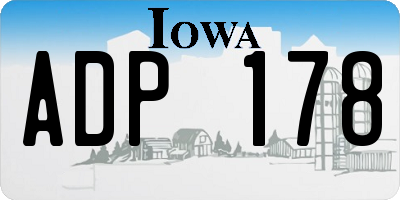 IA license plate ADP178