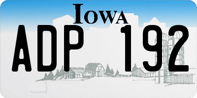 IA license plate ADP192