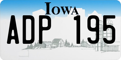 IA license plate ADP195