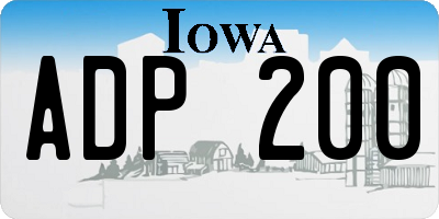IA license plate ADP200