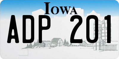 IA license plate ADP201