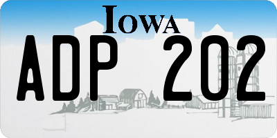 IA license plate ADP202