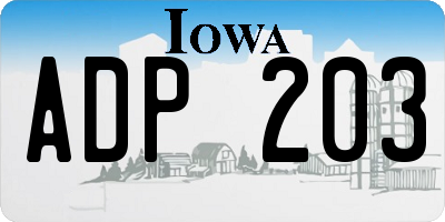 IA license plate ADP203