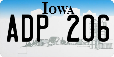 IA license plate ADP206