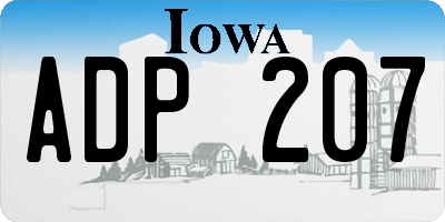 IA license plate ADP207