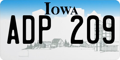 IA license plate ADP209