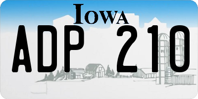 IA license plate ADP210