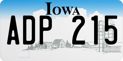 IA license plate ADP215