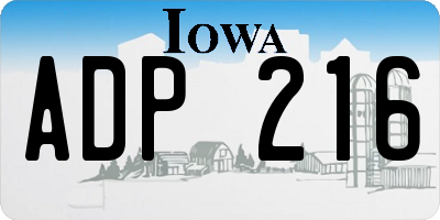 IA license plate ADP216
