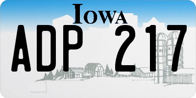 IA license plate ADP217