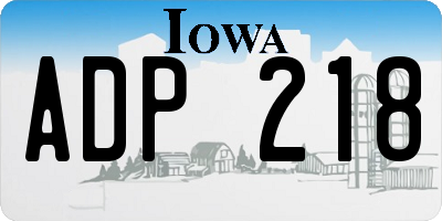 IA license plate ADP218