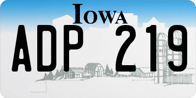 IA license plate ADP219