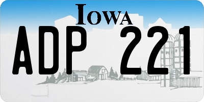 IA license plate ADP221