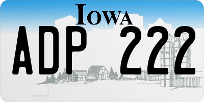 IA license plate ADP222