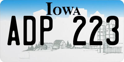 IA license plate ADP223