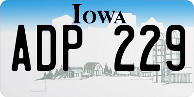 IA license plate ADP229