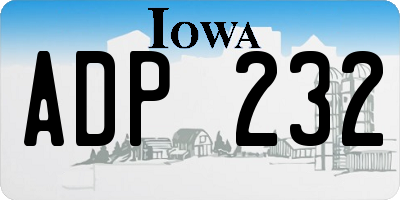 IA license plate ADP232