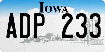 IA license plate ADP233