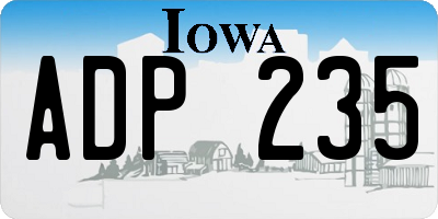 IA license plate ADP235