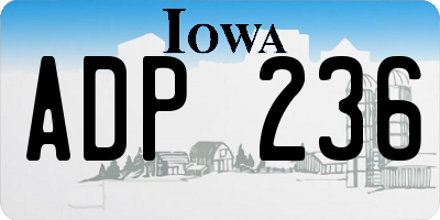 IA license plate ADP236