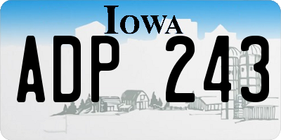 IA license plate ADP243