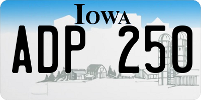 IA license plate ADP250