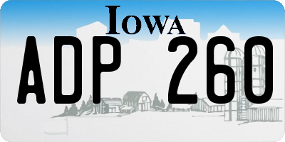 IA license plate ADP260
