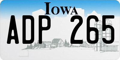 IA license plate ADP265