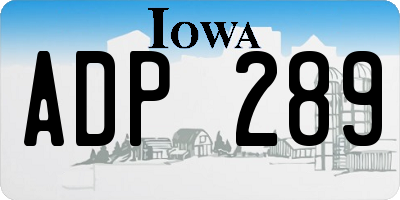 IA license plate ADP289