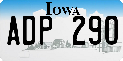 IA license plate ADP290