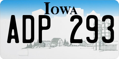 IA license plate ADP293