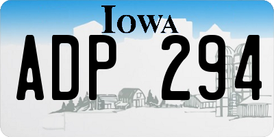 IA license plate ADP294